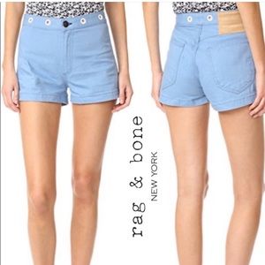 Like new condition. Adorable rag and bone blue shorts with white grommets!